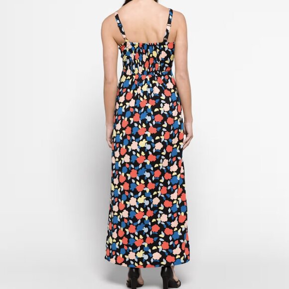 41 Hawthorn L Black Multicolor Abstract Beatriz Clean Maxi Dress with Slit - Picture 2 of 9